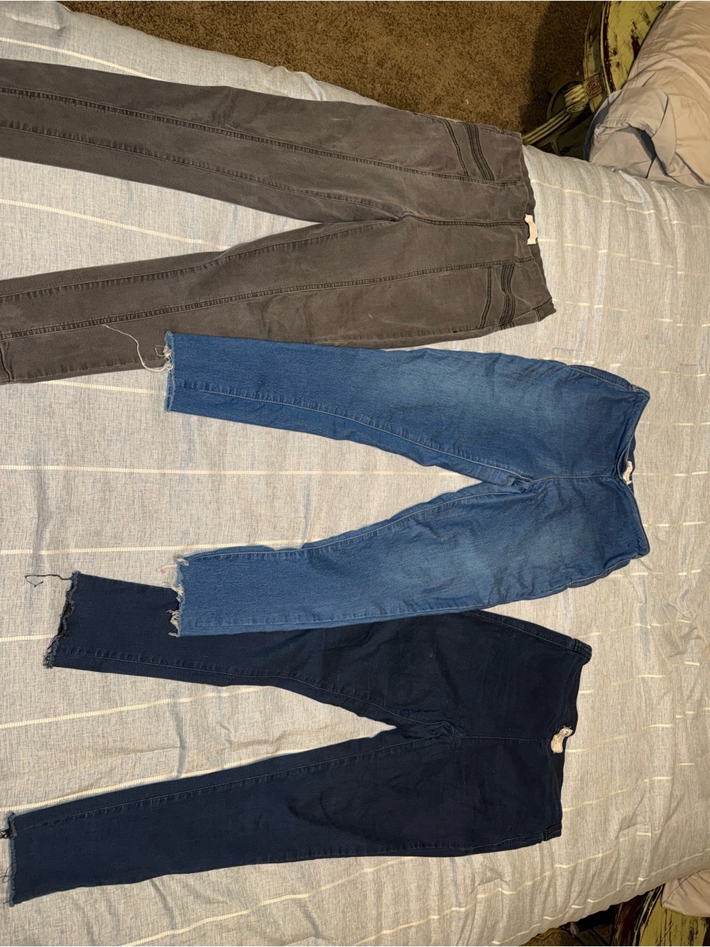 Free People Skinny Jeans Trio - Gray, Mid Blue, Dark Blue